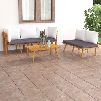 5-Piece Garden Lounge Set with Cushions in Solid Acacia Wood