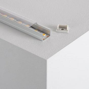 Perfil de Aluminio de Superficie con Tapa Continua para Tira LED hasta 15 mm - Longitud 8 m