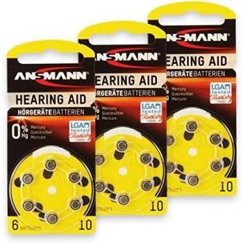 18 ANSMANN Pilas para audífonos 10 Zinc Aire 1,4 V PR70 AZA10 Amarillo 5013223 Pilas para audífonos batería – Especialmente Larga duración