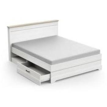 Cama Cottage 160x200 cm blanca con 2 cajones y 2 estantes