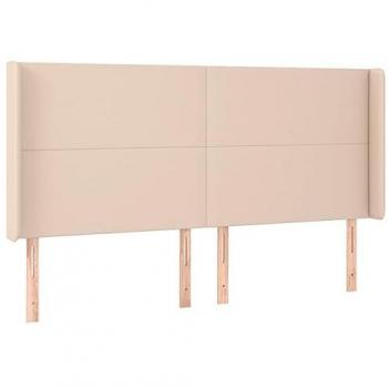 Cabecero con LED de cuero sintético capuchino 183x16x118/128cm Marrón
