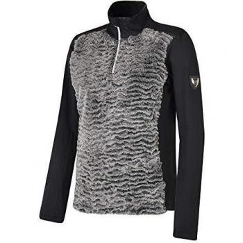 Dare2b Aspiration Faux Fur Knit Half Zip Warm Backed Fleece Sweater, Mujer, Charcoal Grey/Black, 14
