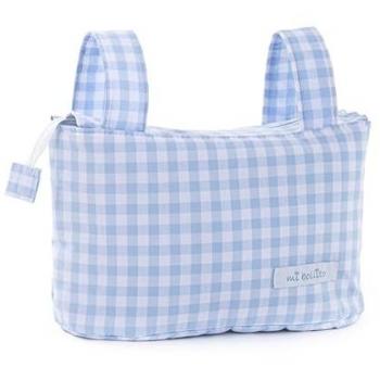 Bolsa Organizadora Pocket para Carro de Bebé Mi Bollito Azul Vichy 15 x 18 x 45 cm, Multifuncional y de Gran Capacidad