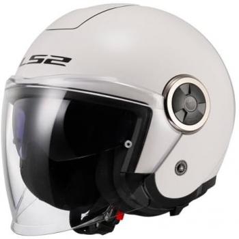 Casco Jet LS2 OF620 Classy Blanco - XL, diseño elegante, visera solar integrada, sistema de ventilación eficiente, interior desmontable y lavable, homologación ECE 22.05