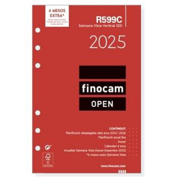 Finocam Recambio Anual Open 2025 Semana Vista Vertical Catalán Enero 2025 - Diciembre 2025 (12 meses) R599C 500-117x181 mm