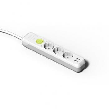 BASE MULTIPLE 3T CON INTERRUPTOR Y 2 USB CON CABLE 3X1,5 DE 1,5M BLANCO