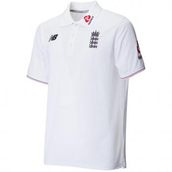 New Balance Inglaterra Cricket formación medios de comunicación Polo de manga corta para mujer, Blanco