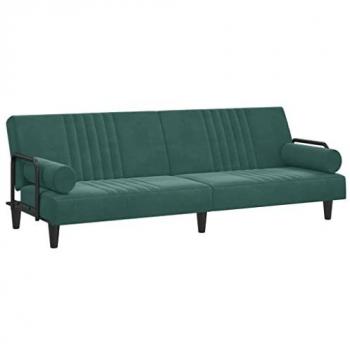 Sofá cama con brazos en terciopelo verde oscuro