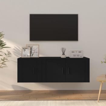Set de muebles para TV 2 piezas madera contrachapada negro Vidaxl