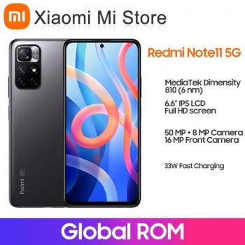 Smartphone Xiaomi Redmi Note 11 5G Octa Core Dimensity 810 8GB+256GB Pantalla de 6.6 Carga Rápida de 33W Color Negro