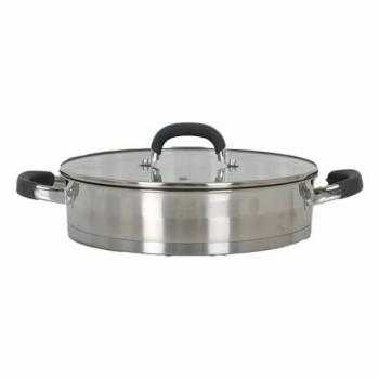 Cacerola Baja Quttin 24cm - Acero Inoxidable - Apta para Inducción - 0.8mm de Grosor - Capacidad de 2.2L - Alta Durabilidad y Resistencia al Cal