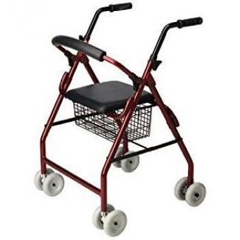 Andador de 4 ruedas –Andador para ancianos con asiento – Rollator de aluminio – Ayudas dinámicas “Roler”