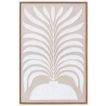 Cuadro en Lienzo de Lino Blanco y Beige con Relieve 93x63cm - Hispanohogar