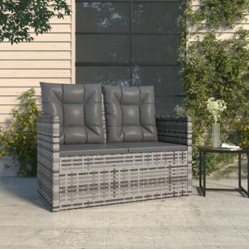 Grey 105 cm Poly Rattan Garden Bench with Cushions
