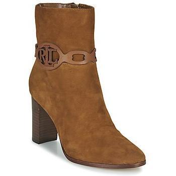Lauren Ralph Lauren Abigael Women's Low Ankle Boots in Brown, Brown Leather Boot - EU39/US9, Heeled Boots, Female, Size: 9 US, Brown Leather Ankle Boots with Zipper