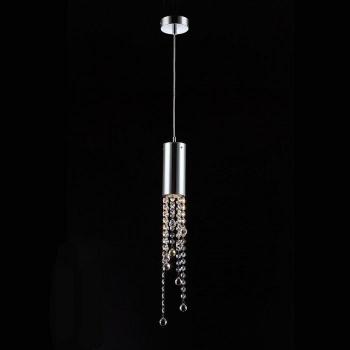 Lámpara colgante clásica de cromo 1 luz con pantalla de cristal Larix Italux