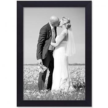 Photolini Juego de 9 Marcos 10x15, 13x18, 15x20 y 20x30 cm, Negros, Modernos, MDF, con Cristal y Accesorios/Marco de Fotos
