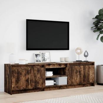 Mueble de TV LED madera ingeniería roble ahumado 180x34x50 cm Marrón