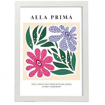 Lámina Poster Decorativa de Arte Estético Alla Prima para Salón y Dormitorio, Tamaño A3 con Marco Blanco