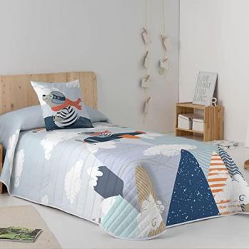 Colcha Bouti Infantil Kenai Naturals con Funda de Cojín - Fabricada en España para Cama de 105 cm