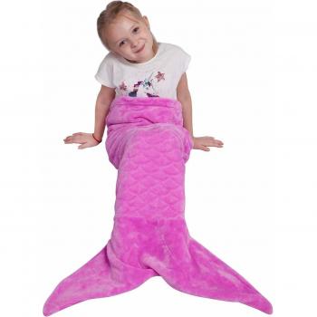 Manta de Cola de Sirena para niños, Tela de Franela Suave, Saco de Dormir de Todas Las Temporadas,43x99cm