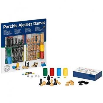 Falomir Tablero de Parchís, Ajedrez y Damas con Accesorios 33cm, Juego de Mesa, Clásicos, 33 cm
