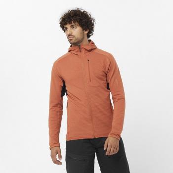 Chaqueta de hombre Salomon Essential Lightwarm con forro polar, capucha, color marrón y tamaño XL
