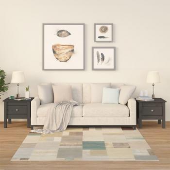 Mesas auxiliares de madera maciza de pino gris, 2 piezas, 40x40x39 cm