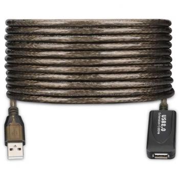 Ewent EW1022 Cable USB 2.0 A Masculino a A Masculino, 15 metros, color negro, amplificador de señal