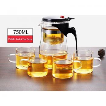 Juego de Té Kung Fu Chino con Infusor de Vidrio Resistente al Calor y Cafetera Puer para Oficina