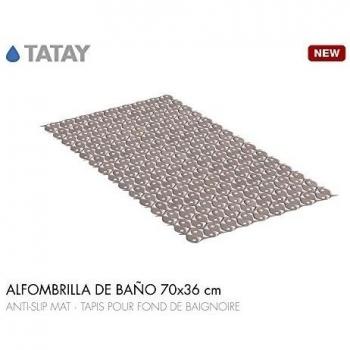 Tatay Alfombra de Bañera Antideslizante de PVC con Ventosas, Resistentes a Moho y Microbios, Anti-Bacteriano, Diseño Piscis, Visón. Medidas 70 x 36 cm