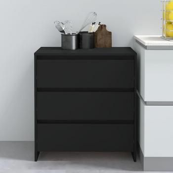 Aparador de madera contrachapada y aglomerado negro 70x41x75 cm, mueble de almacenaje moderno para salón, buffet, armario auxiliar y armario de almacenamiento