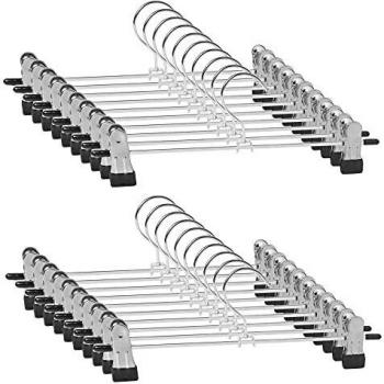 WEIDMAX Percha para pantalón Perchas de Falda cromadas Fuertes Perchas con Clips Antideslizantes 28cm