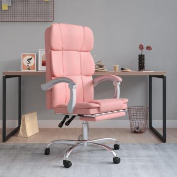 Silla de oficina reclinable de cuero sintético rosa