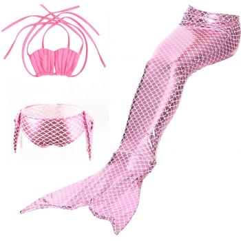HHD 3Pcs establece bañadores niña Traje de baño Bañador De Sirena Disfraz De Princesa Bikini niña Cola de sirena para nadar las niñas bikini de traje de baño