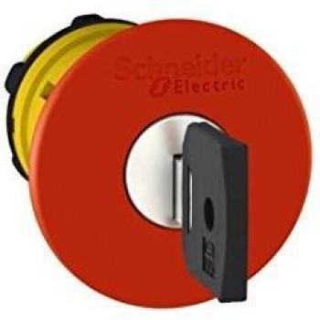Schneider Electric ZB5AS944 Emergency Stop Button, 40mm Trigact 455 Key Release, Red, IP66 Rated