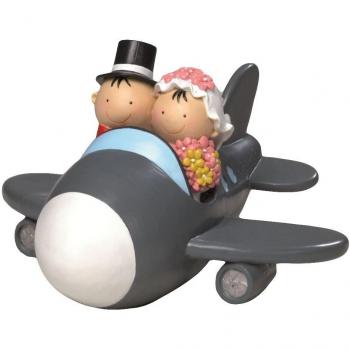 Mopec Y88 - Figura de pastel/ Hucha, novios Pit & Pita, avión, 11 cm