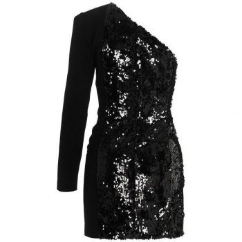Black Sequin One-Shoulder Dress - IT42|M