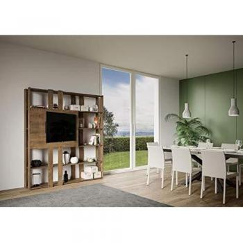 Librería Kato N de Madera de Nogal con Mueble TV y 6 Estantes (178x204 cm)