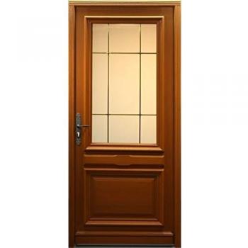 Puerta de entrada modelo Cornelia, 215x90 cm, con vidrio y apertura a la derecha