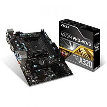 MSI A320M Pro-VD/S Placa Base con Socket AM4, Chipset AMD A320, Soporte para 2 DDR4, DVI-D/VGA, Capacidad de RAID - Serie Pro en Color Negro