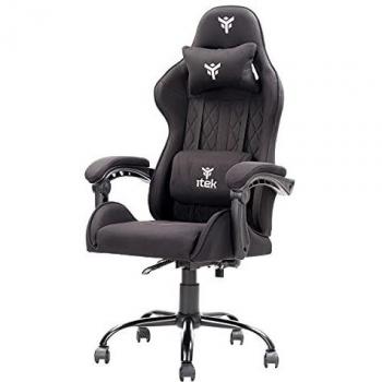 Silla Gaming Itek Rhombus FF10 - Tela, Doble Cojín, Respaldo Reclinable, Negra