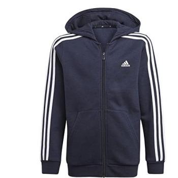 Chaqueta con Capucha Adidas Essentials 3 Bandas y Traje de Chándal de Rayas Essentials 3