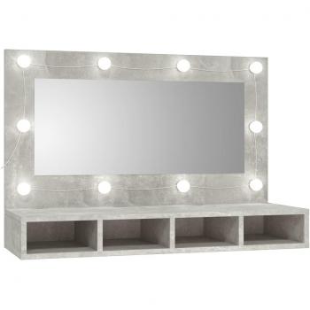 Mueble con espejo y LED color gris hormigón 90x31,5x62 cm