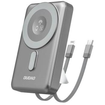 Power Bank Dudao K29 10000mAh PD 20W MagSafe con Carcasa Metálica y Cables Integrados - Gris
