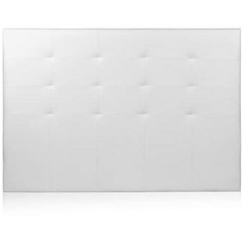 Cabecero Delion Blanco 140 cm, Acabado en Símil Piel, para Cama Doble, Medidas: 140 cm (Ancho) x 110 cm (Alto) x 8 cm (F