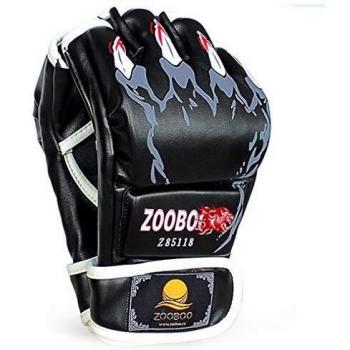ZooBoo Guantes de Boxeo, Guantes de Artes Marciales Mixtas para Entrenamiento UFC, para Hombres y Mujeres, de Piel, más Acolchados, para Boxeo, Sparring, Muay Thai, Bolsa Pesada Negro