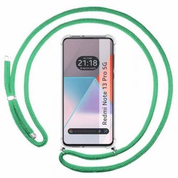 Funda Colgante Transparente Verde Agua para Xiaomi Redmi Note 13 Pro 5G con Cordón