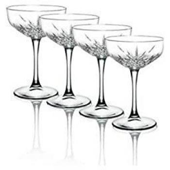 Set de 4 Copas de Champán Timeless Vintage 27 cl con Diseño Geométrico Transparente