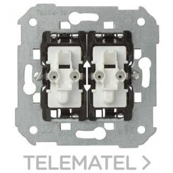 Doble conmutador Simon luminoso embornamiento rápido 10A 250V 75394-39, Grupo Simon 75 de 2 pulsadores para conmutador luminoso 10A 250V